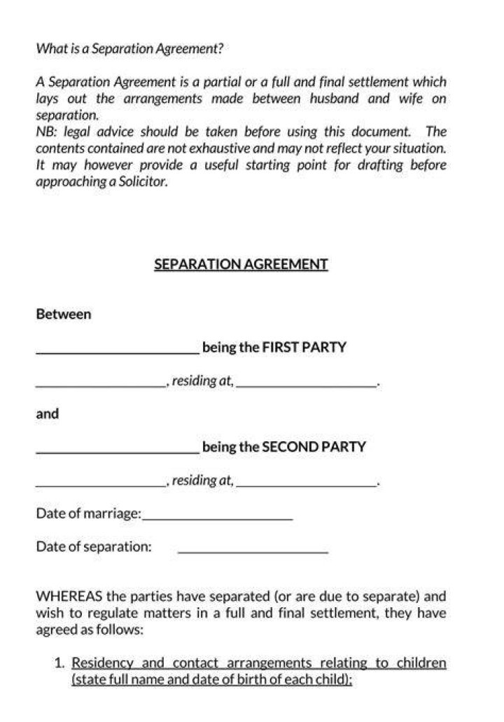 How long do separation agreements take?