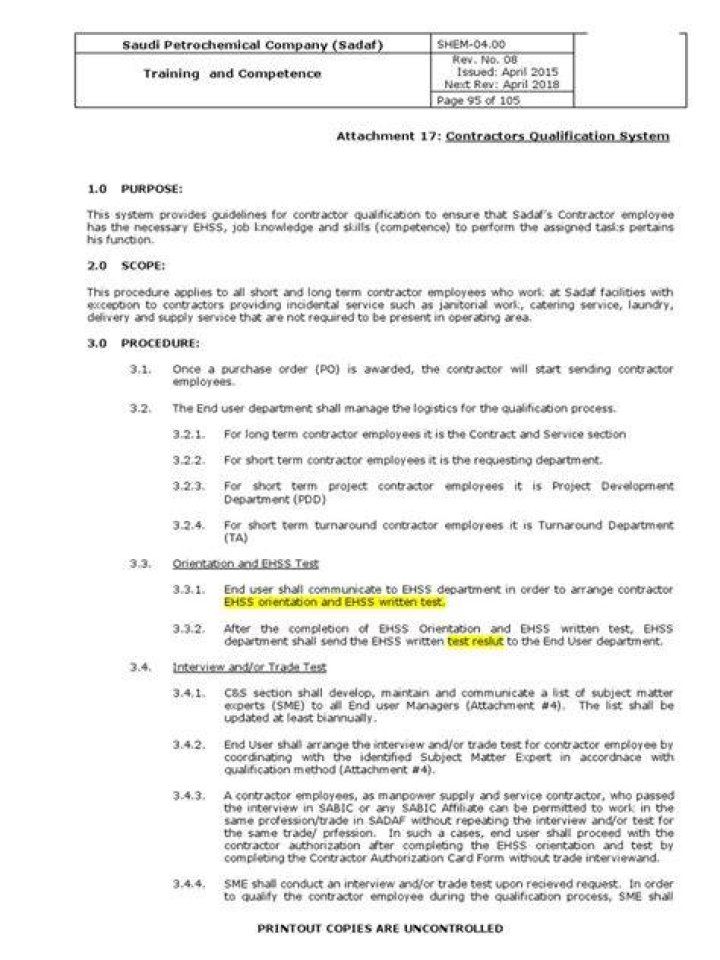 What are contractor qualifications?