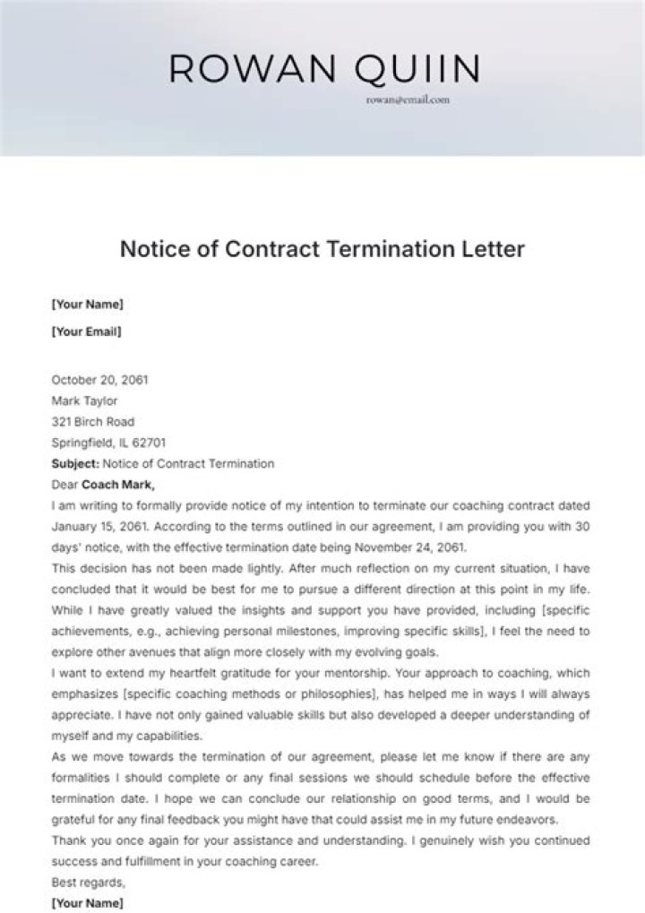 What does intent to terminate mean?